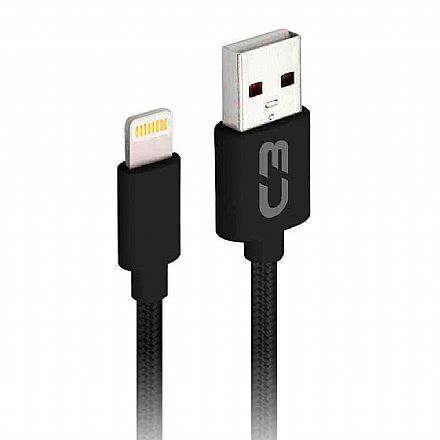 Cabo Lightning para USB - Para iPhone, iPad e iPod - 2 Metros - Preto - C3Tech CB-L21BK C3PLUS