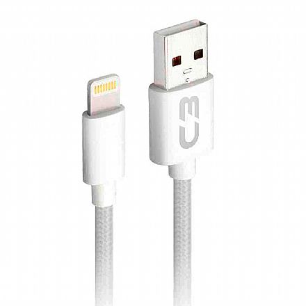 Cabo Lightning para USB - Para iPhone, iPad e iPod - 2 Metros - Branco - C3Tech CB-L21WH C3PLUS