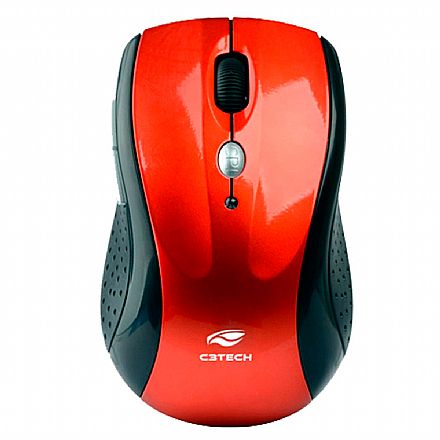 Mouse sem Fio C3Tech M-W012RD V2 - 2.4GHz - 1600dpi - Vermelho