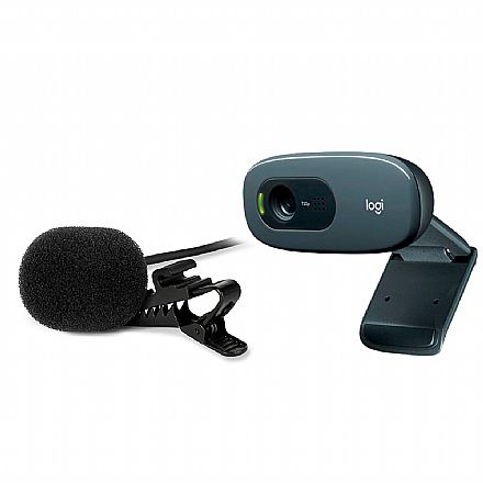 Kit Streamer – Webcam Logitech C270 + Microfone de Lapela Sharkoon SM1