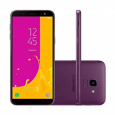 Smartphone Samsung Galaxy J6 - Tela 5.6" Super AMOLED, 32GB, Dual Chip 4G, 13MP, TV Digital - Violeta - SM-J600GT - Open Box