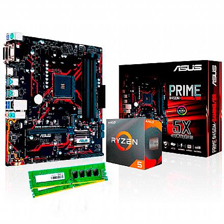 Kit Upgrade AMD Ryzen™ 5 3500X + Asus PRIME B450M GAMING/BR + Memória 8GB DDR4