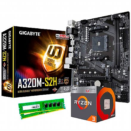 Kit Upgrade AMD Ryzen™ 3 3200G + Gigabyte GA-A320M-S2H + Memória 8GB DDR4