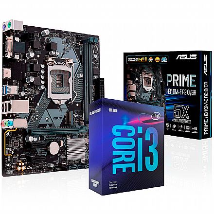 Kit Upgrade Processador Intel® Core™ i3 9100F + Placa Mãe Asus PRIME H310M-E/BR