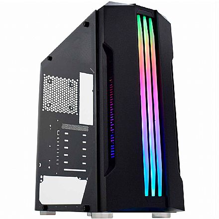Gabinete Gamer K-Mex Bifrost CG-02QI - LED RGB - Janela Lateral de vidro - Preto