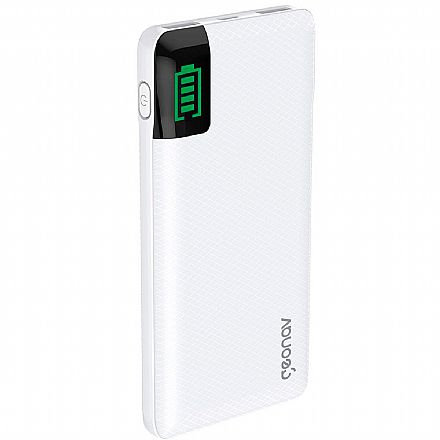 Power Bank Carreagador Portátil Universal Geonav PB10KWT - Bateria Externa 10000 mAh - USB - Para Smartphones, tablets - Branco