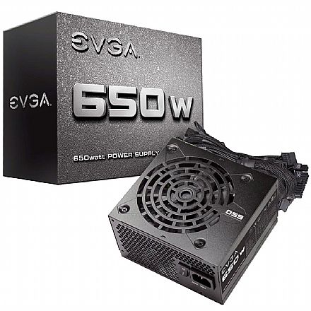 Fonte 650W EVGA - Eficiência 75% - Bivolt - Fan Sleeve Bearing - 100-N1-0650-L0