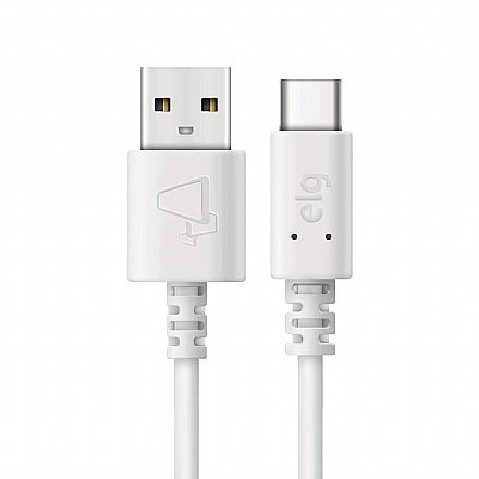 Cabo USB-C para USB - Fast Charging - 2 metros - 15W - Branco - ELG TCUSB2