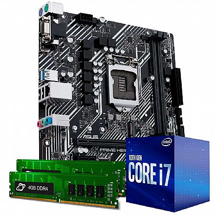 Kit Upgrade Processador Intel® Core™ 7 10700F + Placa Mãe Asus Prime H510M-E + Memória 8GB DDR4 (2x4GB)