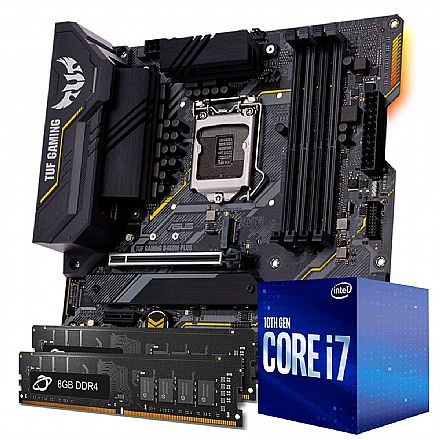 Kit Upgrade Processador Intel® Core™ 7 10700F + Placa Mãe Asus TUF B460M PLUS GAMING/BR + Memória 16GB DDR4 (2x8GB)