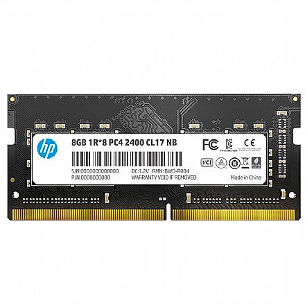 Memória SODIMM 8GB DDR4 2400MHz HP S1 - para Notebook - CL 17 - 7EH95AA#ABM
