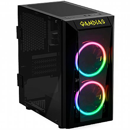 Gabinete Gamer Gamdias Talos E1 - Lateral e Frontal em Vidro Temperado - com 2 Coolers RGB - USB 3.0