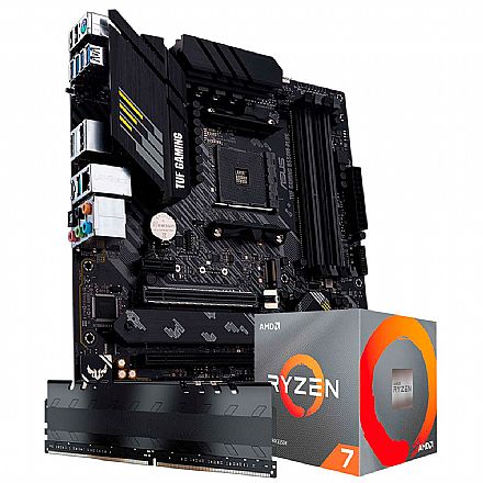 Kit Upgrade Processador AMD Ryzen™ 7 5800X + Placa Mãe Asus TUF GAMING B550M-PLUS + Memória 8GB DDR4