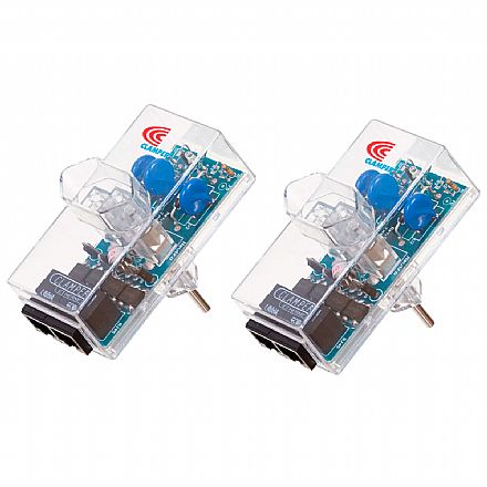 Kit Protetor Contra Raios Clamper Ethernet RJ45 2P+T - até 100Mbps - Transparente - 10746 - 2 unidades