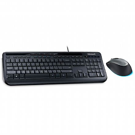 Kit Teclado e Mouse USB Microsoft Wired 600 + Mouse Comfort BlueTrack 4500 - ABNT2 - 1000dpi - ANB-00005 / 4FD-00025