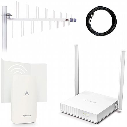 Kit Internet Rural Modem 4G Externo + Antena Externa FullBand + Roteador Wi-Fi + Cabos de Conexão