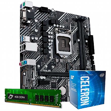 Kit Upgrade Processador Intel® Celeron® G5905 + Placa Mãe Asus Prime H510M-E + Memória 4GB DDR4