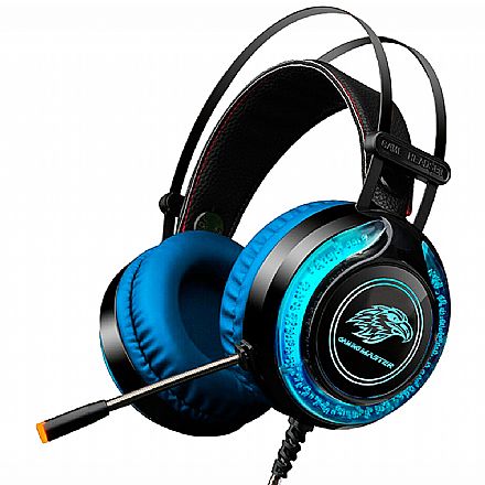 Headset Gamer K-Mex ARS9 - Microfone - LED Multicores - Conector P2 e USB para Energia - Preto e Azul - AR-S9300