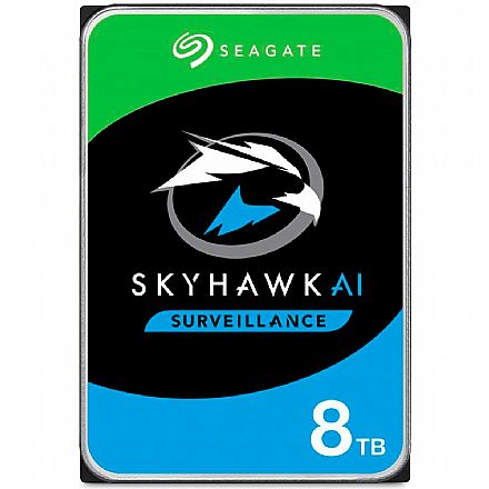 HD 8TB SATA - 7200RPM - 256MB Cache - Seagate SkyHawk AI Surveillance - ST8000VE000 - Ideal para Vigilância