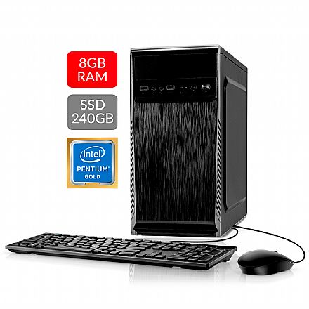 Computador Bits WorkHard - Intel Pentium G5400, 8GB, SSD 240GB, Kit Teclado e Mouse, Windows 10 Home - 2 Anos de garantia