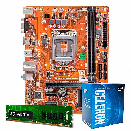 Kit Upgrade Processador Intel® Celeron® G1820 + Placa Mãe PCWare IPMH110G + Memória 4GB DDR3