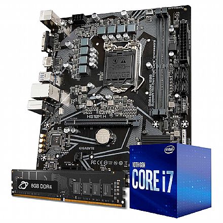 Kit Upgrade Processador Intel® Core™ i7 10700F + Placa Mãe Gigabyte H510M-H + Memória 8GB DDR4