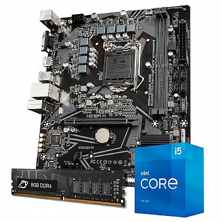 Kit Upgrade Processador Intel® Core™ i5 11400F + Placa Mãe Gigabyte H510M-H + Memória 8GB DDR4