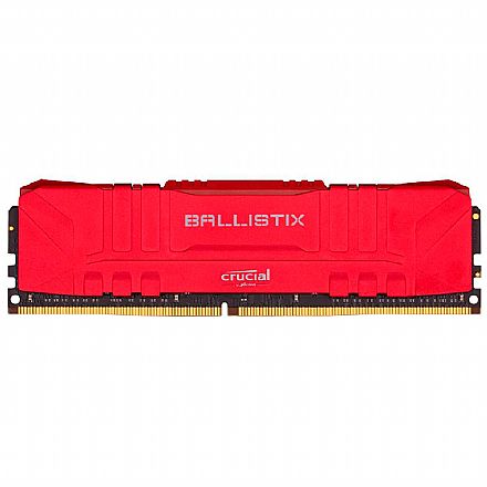 Memória 8GB DDR4 2666MHz Crucial Ballistix - CL16 - Vermelha - BL8G26C16U4R