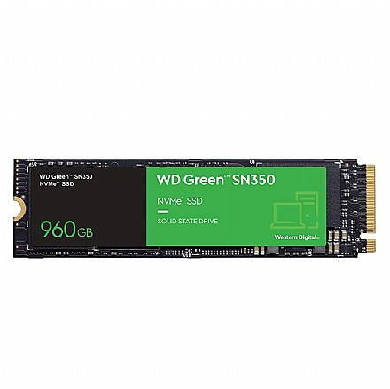 SSD M.2 960GB WD Green SN350 - NVMe - Leitura 2400MB/s - Gravação 1900MB/s - WDS960G2G0C