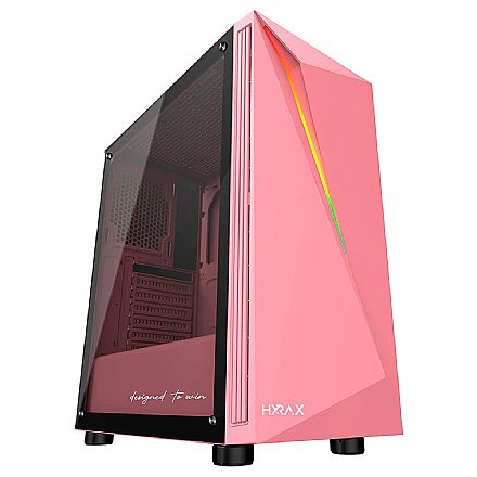 Gabinete Gamer Motospeed Hyrax HGB501 - Janela Lateral em Vidro Temperado - Frontal RGB - Rosa - HGB501P