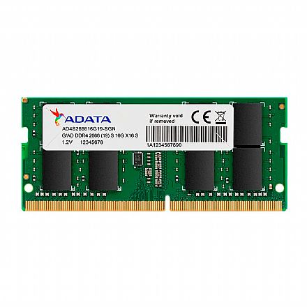 Memória SODIMM 16GB DDR4 2666MHz Adata - para Notebook - AD4S266616G19-SGN