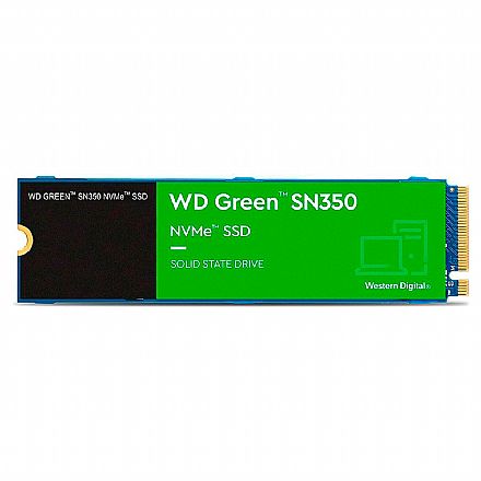 SSD M.2 1TB Western Digital Green SN350 - NVMe - Leitura 3200MB/s - Gravação 2500MB/s - WDS100T3G0C