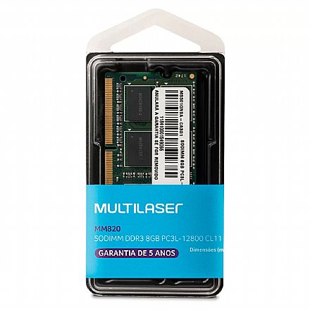 Memória SODIMM 8GB DDR3 1600MHz Multilaser - para Notebook - MM820