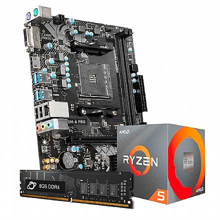 Kit Upgrade Processador AMD Ryzen™ 5 4600G + Placa Mãe MSI A320M-A Pro Max + Memória 8GB DDR4