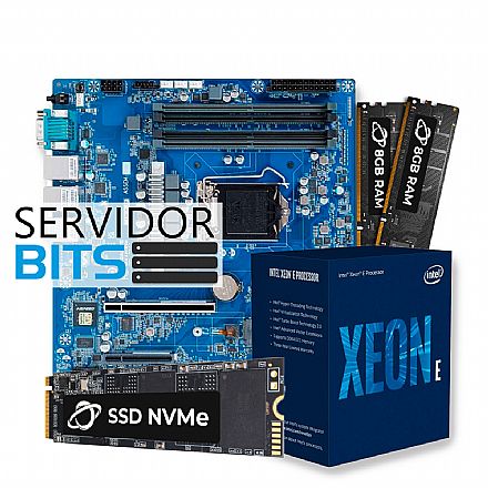 Kit Upgrade Servidor - Processador Intel® Xeon® E-2324G + Placa Mãe Gigabyte MX33-BS0 + Memória non-ECC 16GB DDR4 (2x 8GB) + SSD NVME 500GB