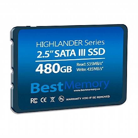 SSD 480GB Best Memory Highlander - SATA - Leitura 535MB/s - Gravação 435MB/s - BTSDA-480G-535