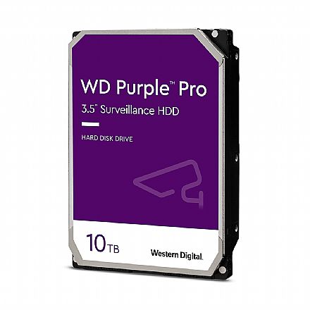 HD 10TB SATA - 7200RPM - 256MB Cache - Western Digital Purple Pro Surveillance - WD101PURP - Ideal para CFTV