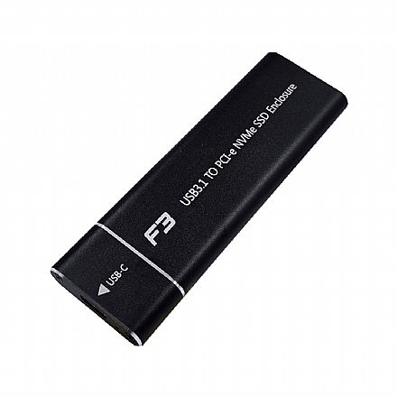 Case para SSD M.2 NVMe ou SATA NGFF - USB-C e USB 3.0 - F3 CS-ADP-NGFF/NVME