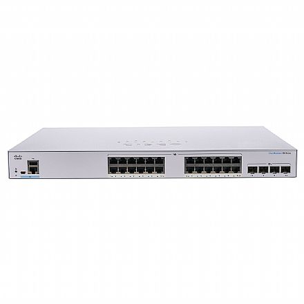 Switch 24 portas Cisco CBS250-24T-4G-BR - Gerenciável - Gigabit - 4 portas SFP