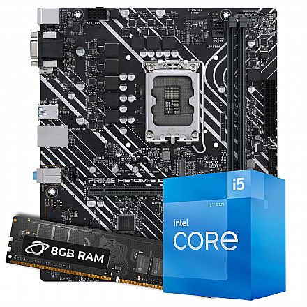 Kit Upgrade Processador Intel® Core™ i5 12400 + Placa Mãe Asus Prime H610M-E D4 + Memória 8GB DDR4