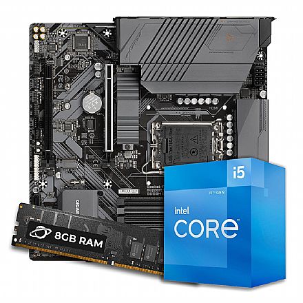 Kit Upgrade Processador Intel® Core™ i5 12400 + Placa Mãe Gigabyte B660M Gaming X + Memória 8GB DDR4
