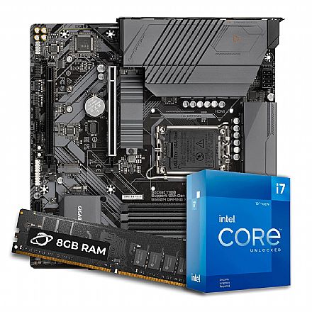 Kit Upgrade Processador Intel® Core™ i7 12700F + Placa Mãe Gigabyte B660M Gaming X + Memória 8GB DDR4