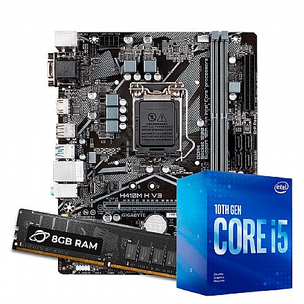 Kit Upgrade Processador Intel® Core™ i5 10400F + GIGABYTE H410M-H V3 + 8GB DDR4