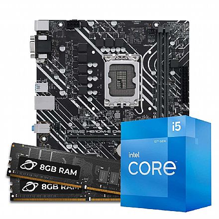 Kit Upgrade Processador Intel® Core™ i5 12400F + Placa Mãe Asus Prime H610M-E D4 + Memória 16GB DDR4  (2x 8GB Dual channel)