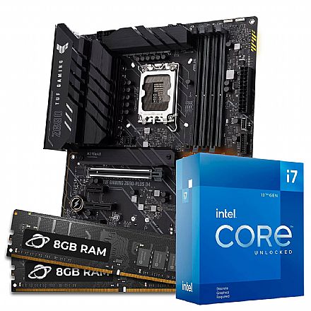 Kit Upgrade Processador Intel® Core™ i7 12700F + Placa Mãe Asus TUF Gaming Z690-PLUS D4 + Memória 16GB DDR4  (2x 8GB Dual channel)