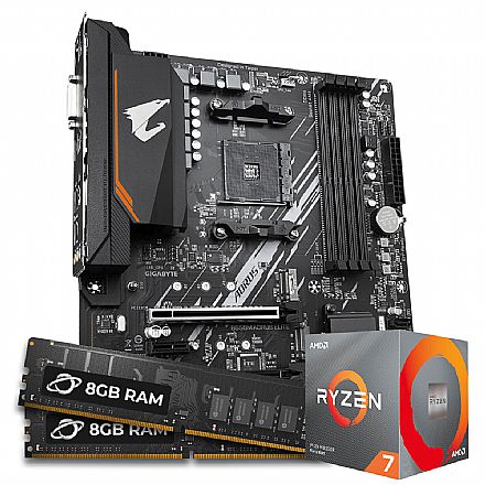 Kit Upgrade Processador AMD Ryzen™ 7 5800X + Placa Mãe Gigabyte  B550M AORUS ELITE + Memória 16GB DDR4 (2x8GB)
