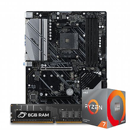 Kit Upgrade Processador AMD Ryzen™ 7 5700X + Placa Mãe Asrock X570 Phantom Gaming 4 + Memória 8GB DDR4