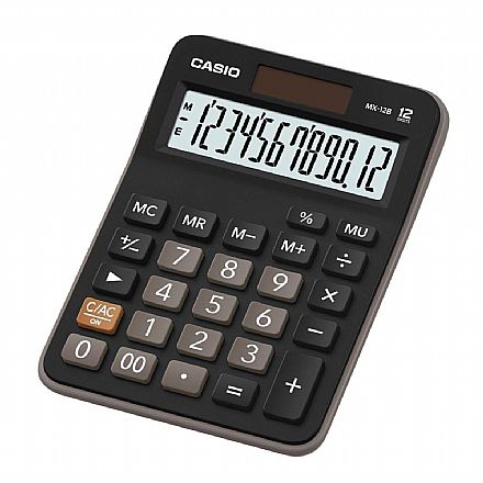 Calculadora de Mesa Casio - 12 dígitos - Alimentação Solar e Bateria - MX12B-S4-DC