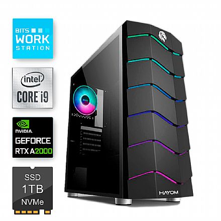 Computador WorkStation Bits 2024 - Intel® Core i9 10900F, RAM 64GB, SSD 1TB, Nvidia RTX A2000