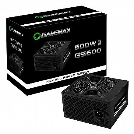 Fonte 600W Gamemax GS600 - PFC Ativo - Eficiência 80% - 80 Plus White - GS600PSV3SS5000BR